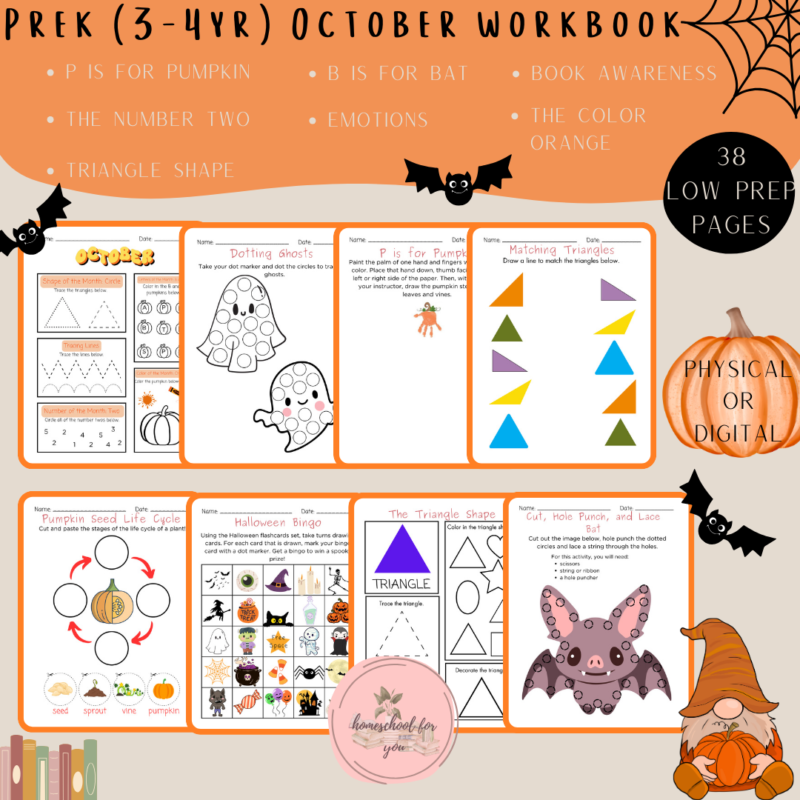 Preschool (3-4yr) October Workbook