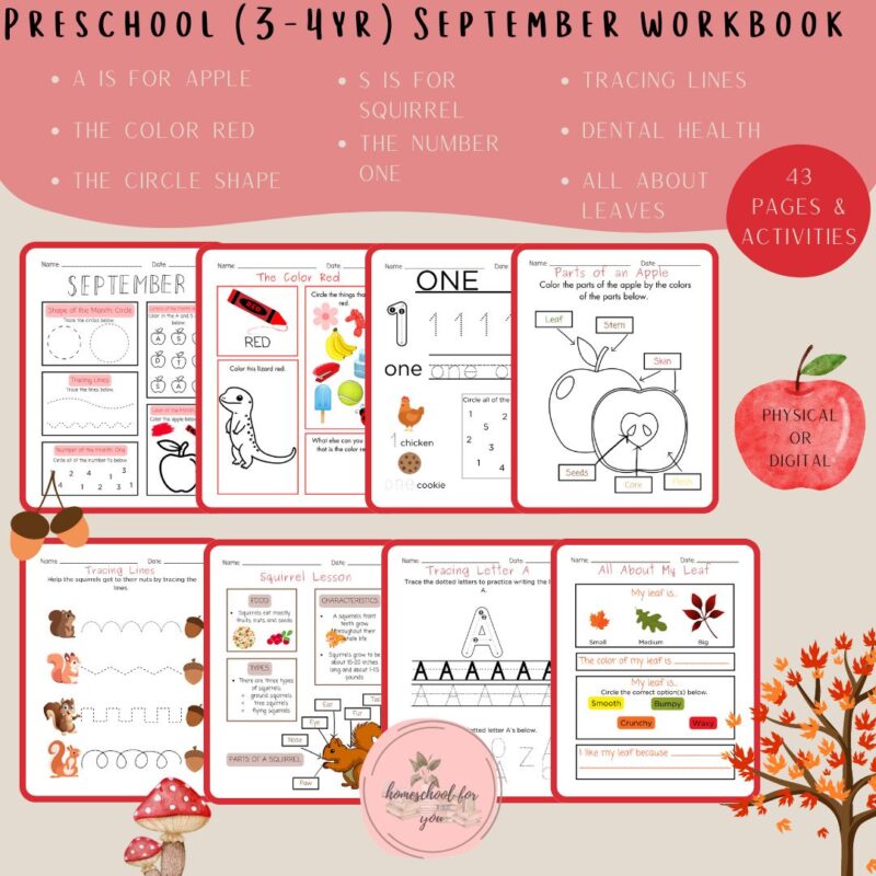 Preschool (3-4yr) September Workbook