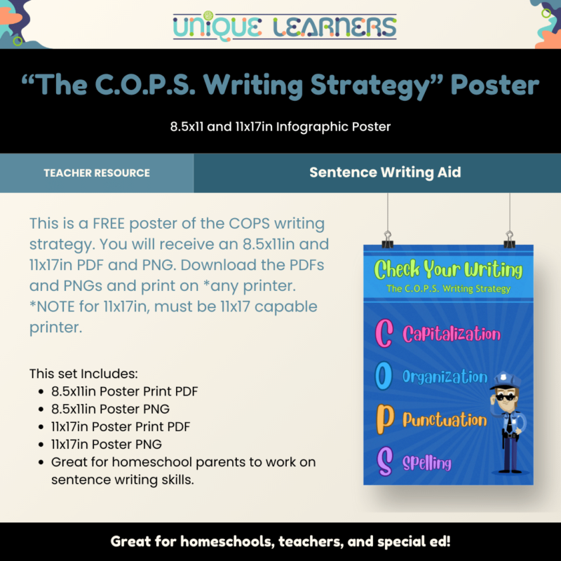 COPS Writing Strategy Poster | 8.5x11 in and 11x17 in - Image 2