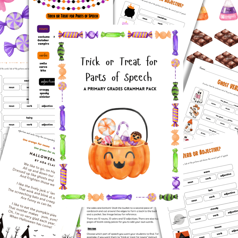 ~ FREEBIE ~ Trick or Treat for Parts of Speech Grammar Pack