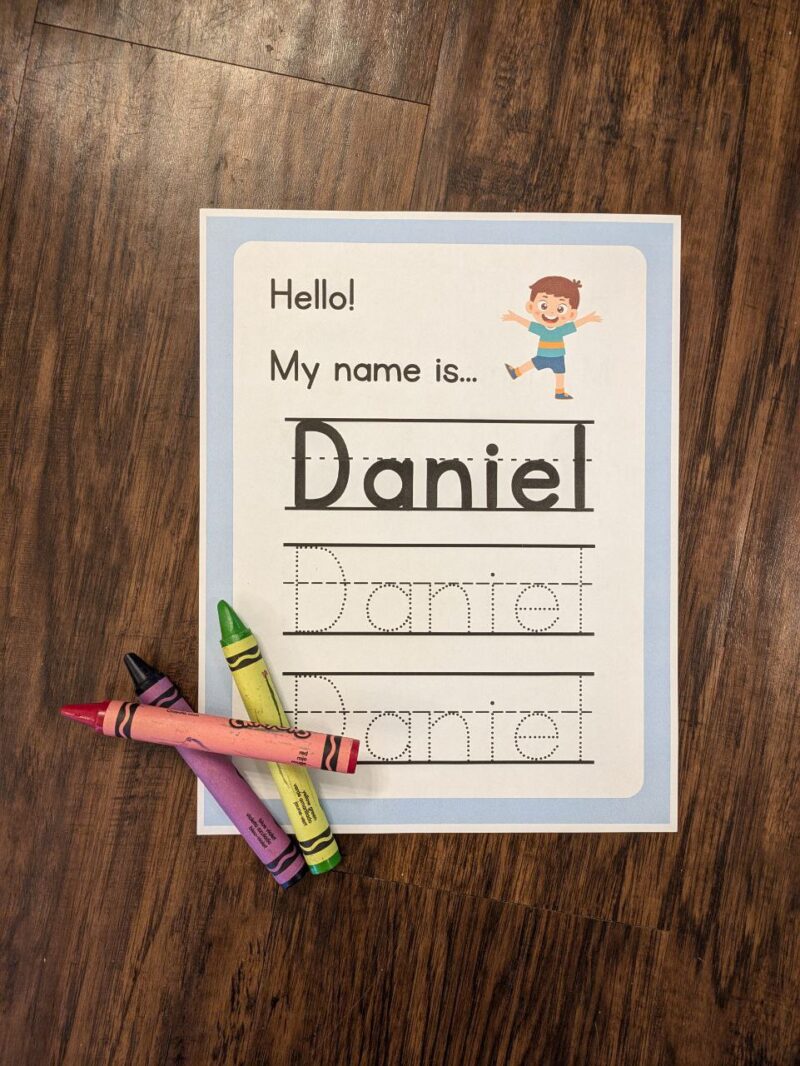 Little Boy Name Practice Worksheet