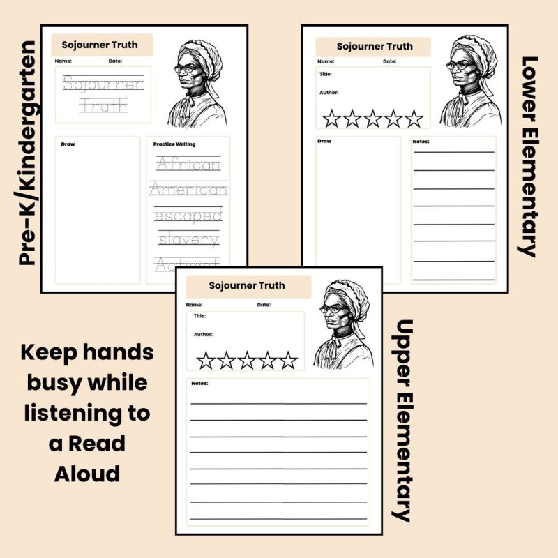 Sojourner Truth History Note Pages and Time Line Black History Figure - Image 2