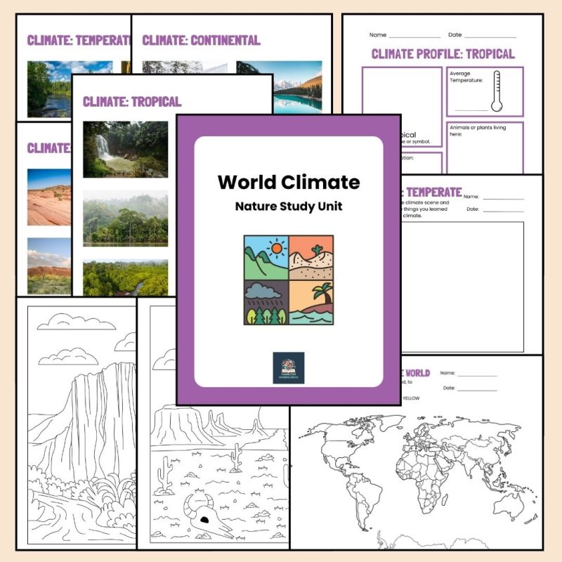 World Climate Science Unit Nature Study Family Style Worksheets Visual Aids and Coloring Pages