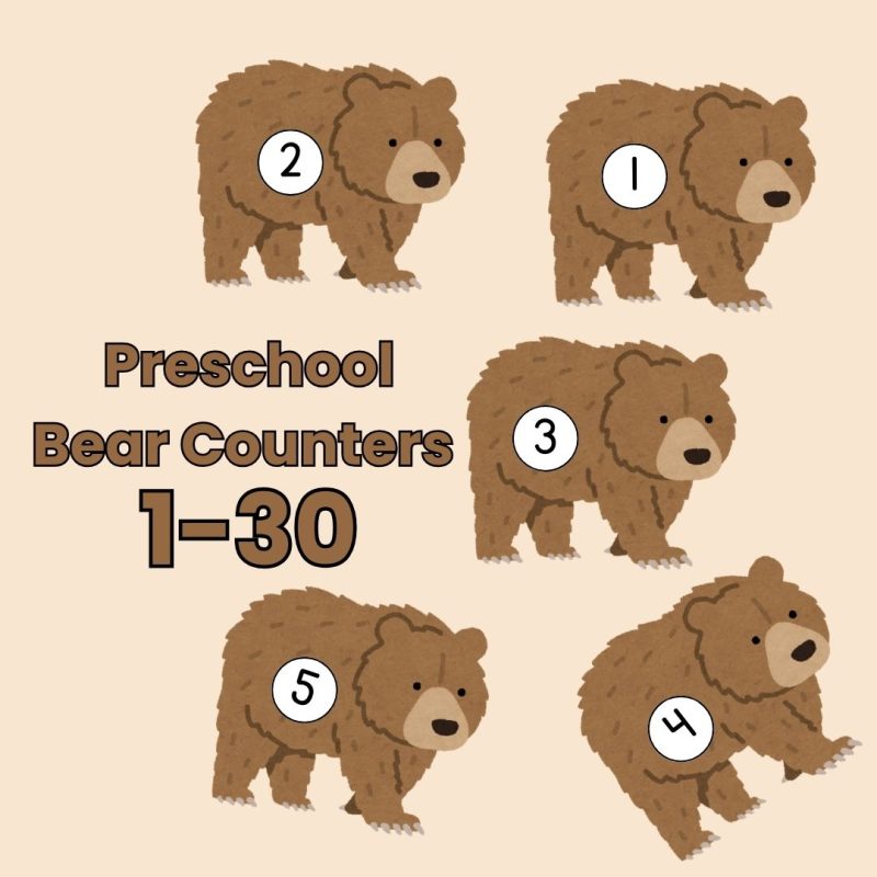 Preschool Bear Counters 1-30 Math Bear Theme Counting Pieces Kindergarten