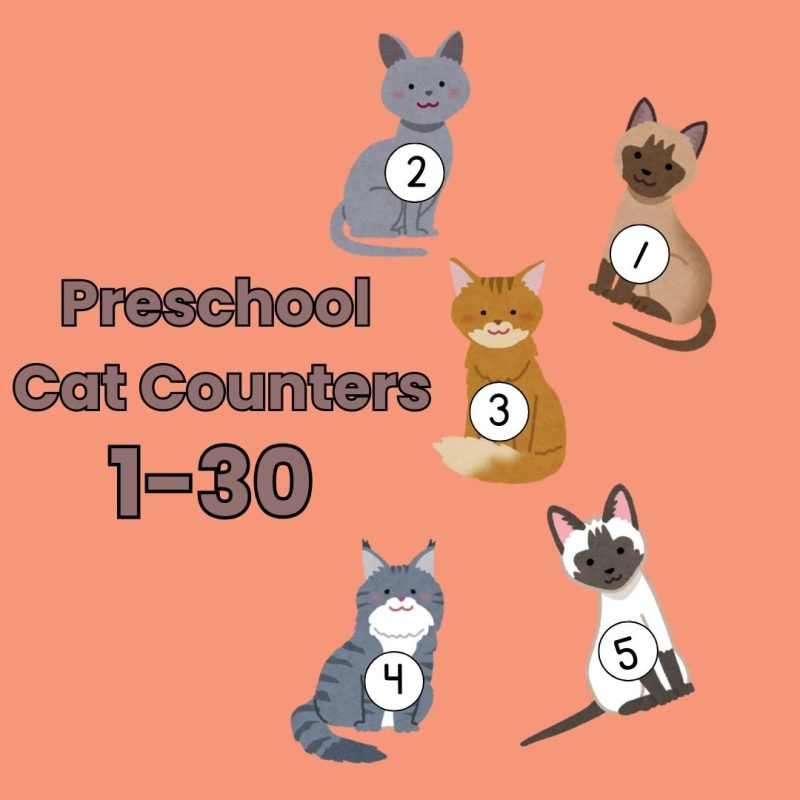 Preschool Cat Counters 1-30 Cat Theme Counters