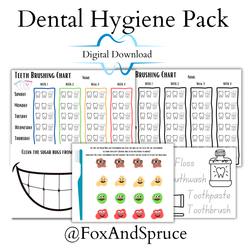 Teeth Brushing Chart and Activity- Dental Hygiene- Homeschool Resource