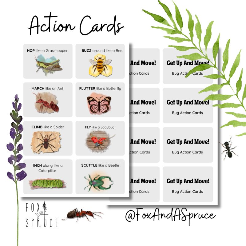 Fitness Movement Cards for Kids- Bug Themed- Morning Basket Ideas-Brain Break Activities - Image 2