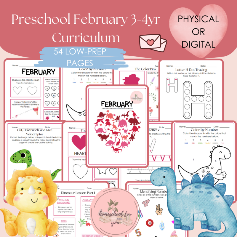 Preschool 3-4yr February Curriculum - Digital Preschool Curriculum - February Themed - Valentines