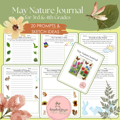 May Nature Journal for 3rd & 4th Grades | Nature Journal with Writing Prompts and Sketch Ideas
