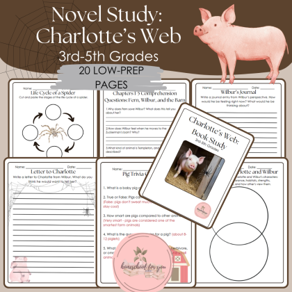 Novel Study: Charlotte's Web for 3rd-5th Grades - Novel Study - Friendship, Loyalty, and Kindness