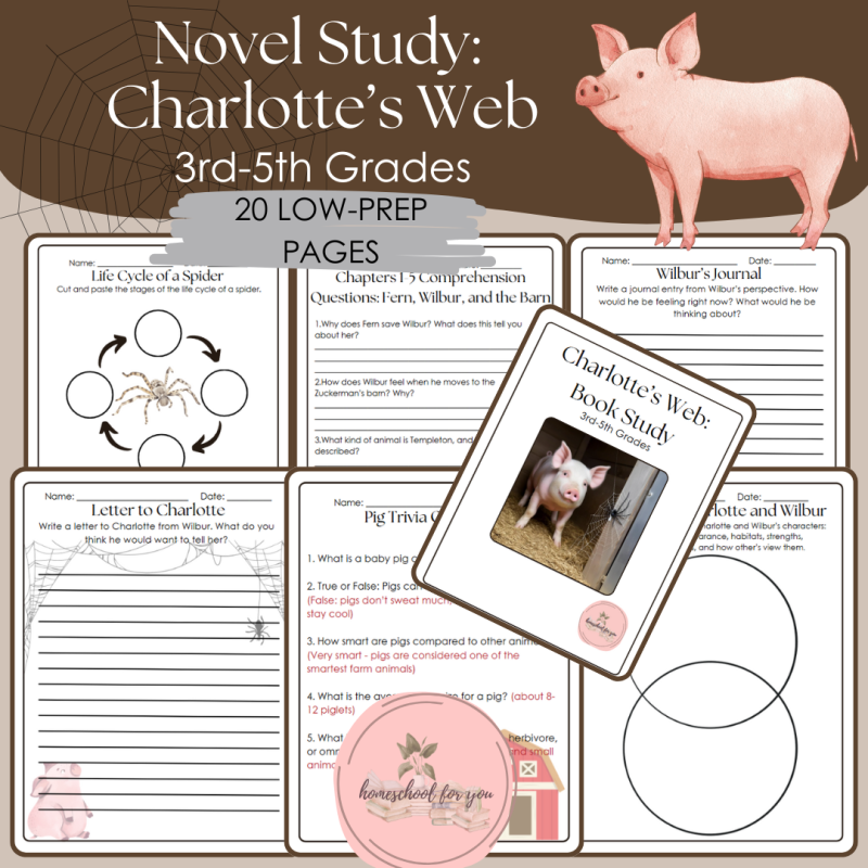 Novel Study: Charlotte's Web for 3rd-5th Grades - Novel Study - Friendship, Loyalty, and Kindness