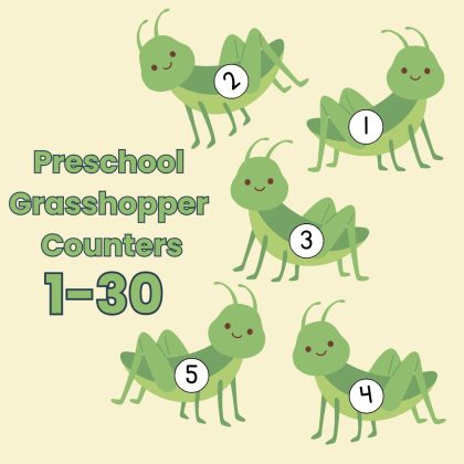 Grasshopper Number Counters 1-30 Preschool Kindergarten Math Manipulatives
