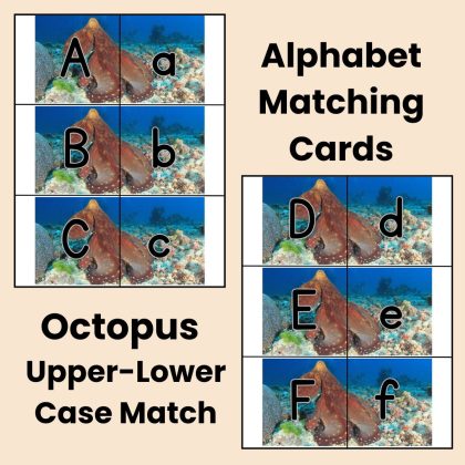 Octopus Alphabet Match Game Upper and Lower Case Letter Cards