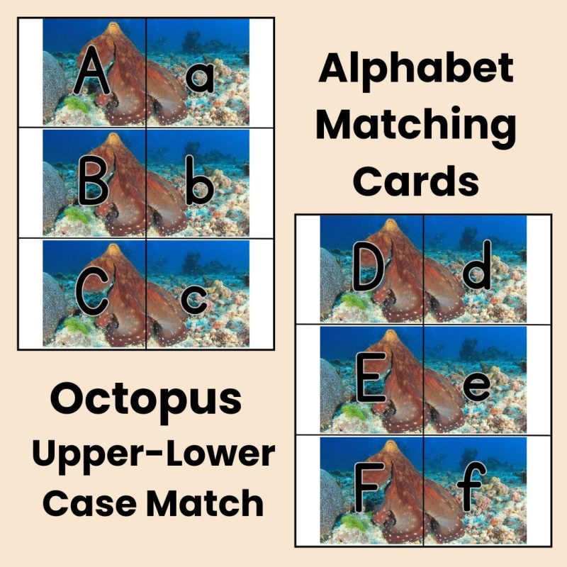 Octopus Alphabet Match Game Upper and Lower Case Letter Cards