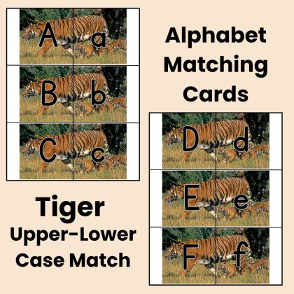 Tiger Alphabet Match Game Upper and Lower Case Letter Cards