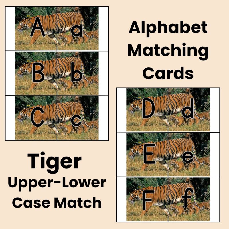 Tiger Alphabet Match Game Upper and Lower Case Letter Cards