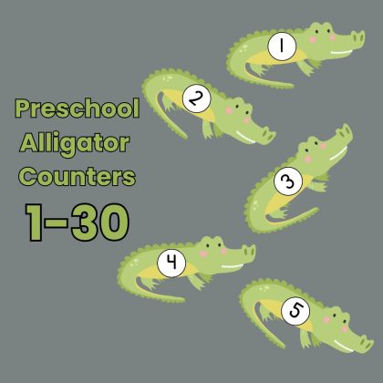 Alligator Number Counters 1-30 Preschool Kindergarten Math Manipulatives