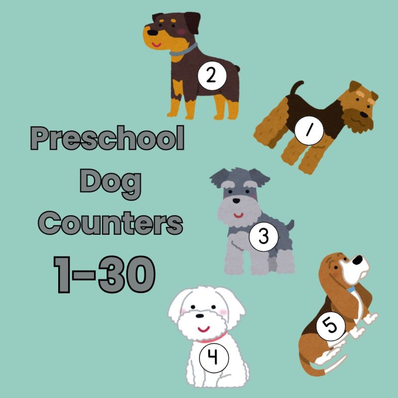 Dog Number Counters 1-30 Preschool Kindergarten Math Manipulatives Count to 30