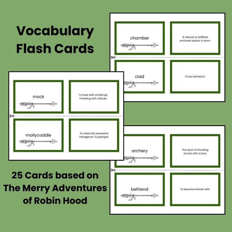 The Merry Adventures of Robin Hood Vocabulary Pack Worksheets and Flash Cards - Image 2