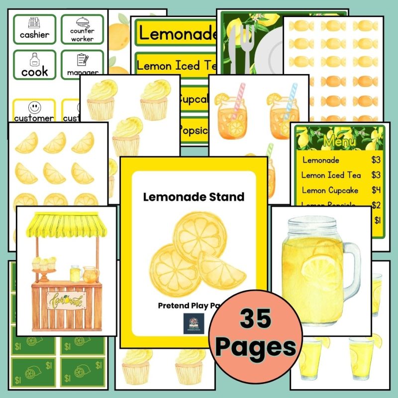 Pretend Play Summer Bundle Dramatic Play Shop Ice Cream Hot Dog Cart Lemonade Stand Sweet Shop - Image 2