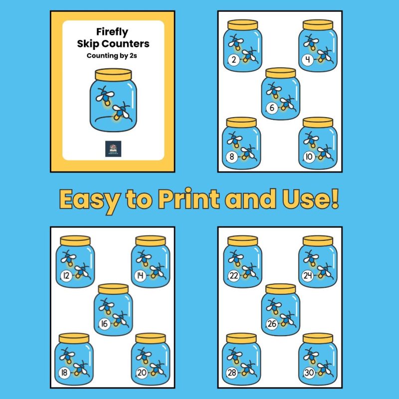 Firefly Skip Counters Count by 2s Firefly in a Jar Math Manipulatives Even Numbers - Image 2