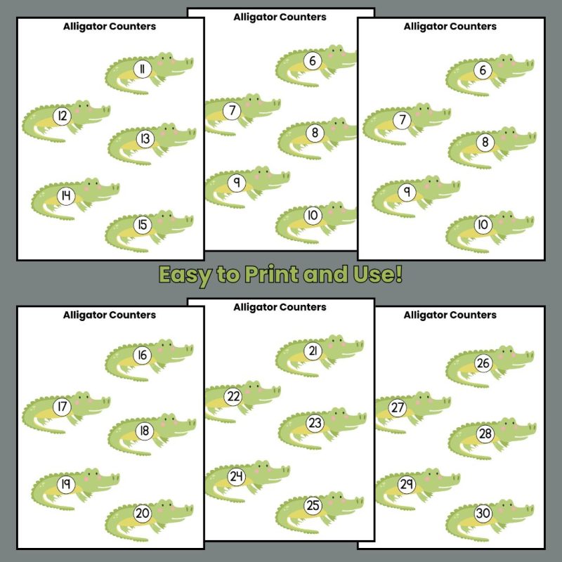 Alligator Number Counters 1-30 Preschool Kindergarten Math Manipulatives - Image 2