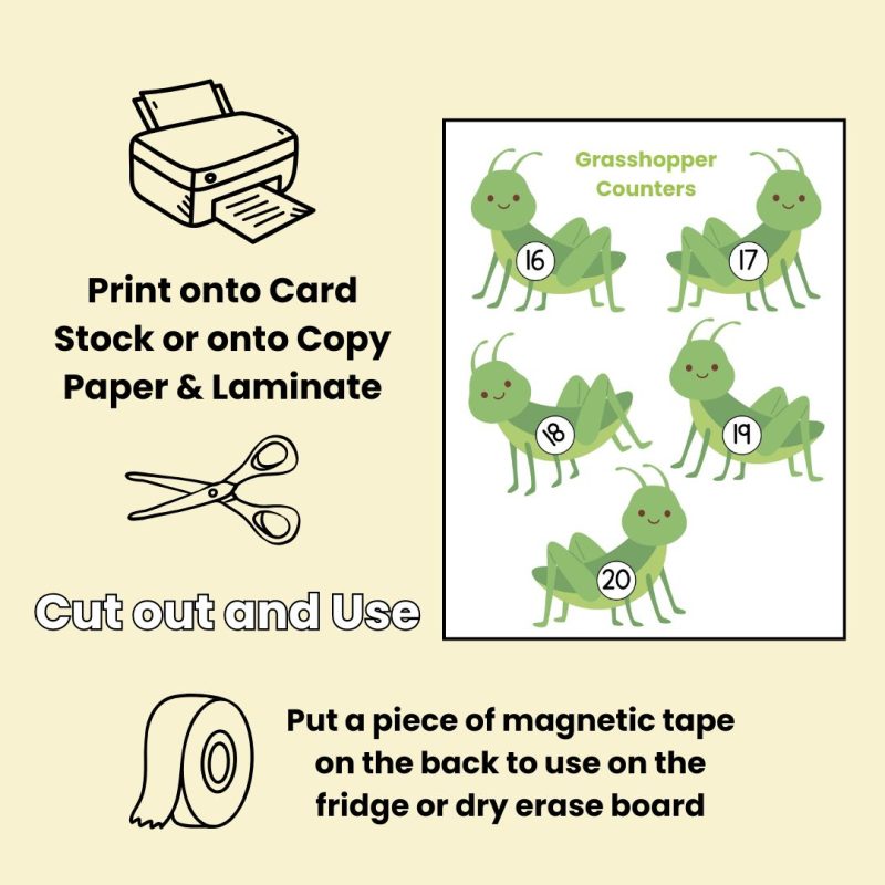 Grasshopper Number Counters 1-30 Preschool Kindergarten Math Manipulatives - Image 3