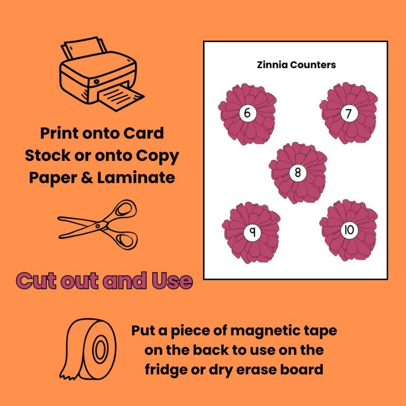 Zinnia Number Counters 1-30 Preschool Kindergarten Math Manipulatives Flower Math - Image 3