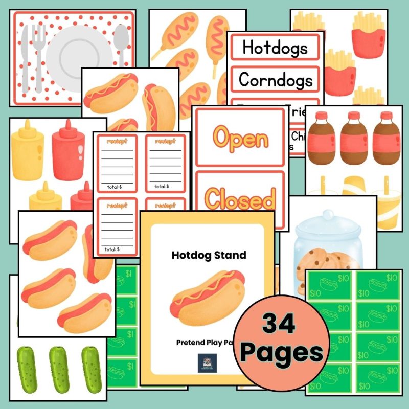 Pretend Play Summer Bundle Dramatic Play Shop Ice Cream Hot Dog Cart Lemonade Stand Sweet Shop - Image 3