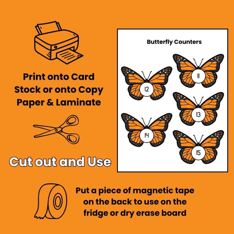 Butterfly Number Counters 1-30 Preschool Kindergarten Math Manipulatives Count to 30 - Image 3