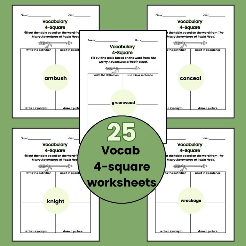The Merry Adventures of Robin Hood Vocabulary Pack Worksheets and Flash Cards - Image 4