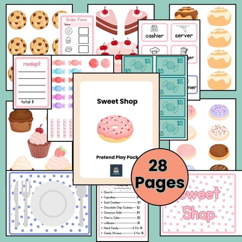 Pretend Play Summer Bundle Dramatic Play Shop Ice Cream Hot Dog Cart Lemonade Stand Sweet Shop - Image 4
