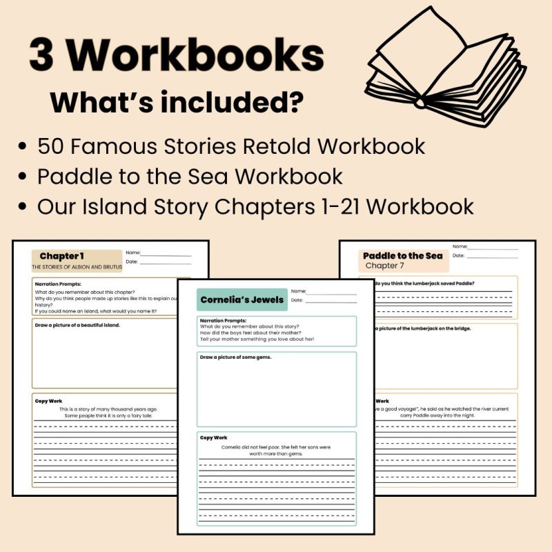 Year 1 Workbook Bundle AO Paddle to the Sea Our Island Story 50 Famous Stories Retold - Image 3