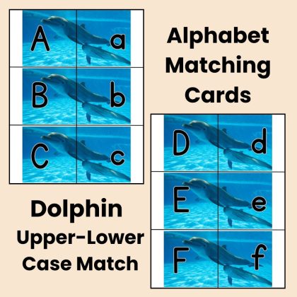 Dolphin Alphabet Matching Game Upper and Lower Case Letter Cards