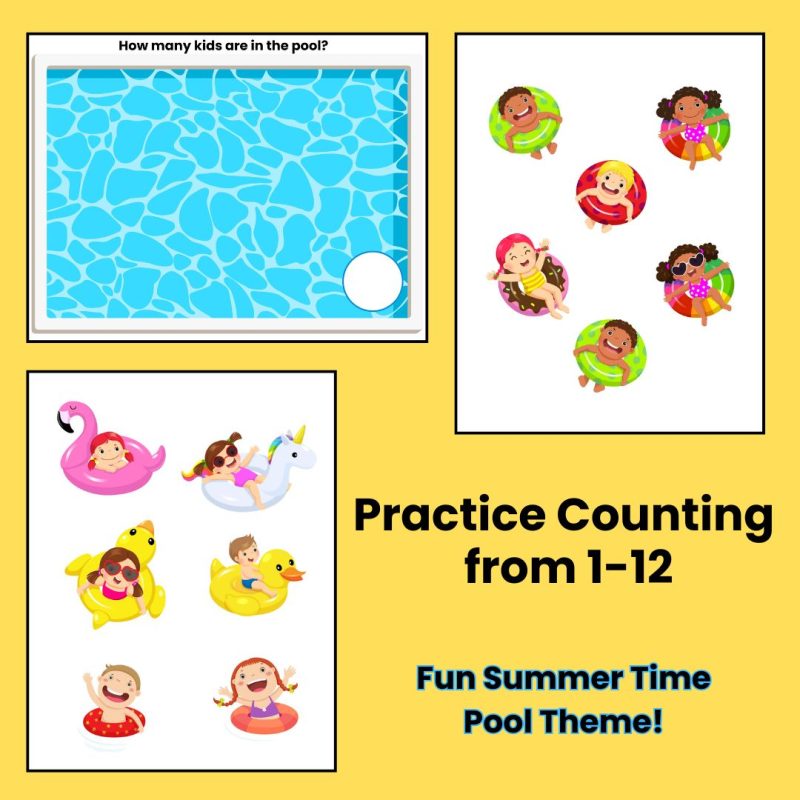 Kindergarten Summer Pool Activity Preschool Math Counting 1-12 - Image 3