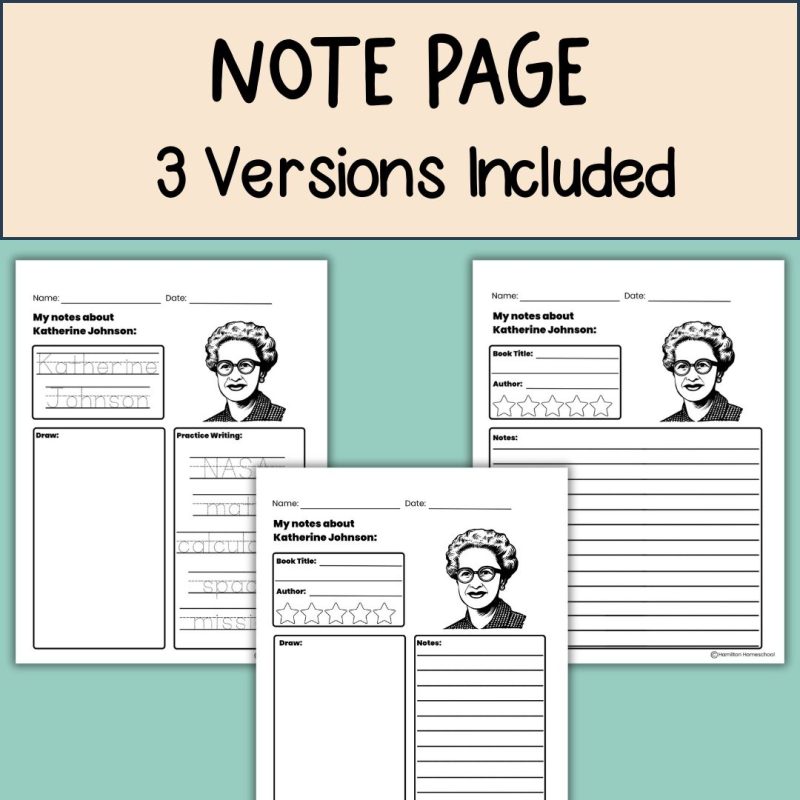 Katherine Johnson Student Note Pages & Worksheets - Image 2