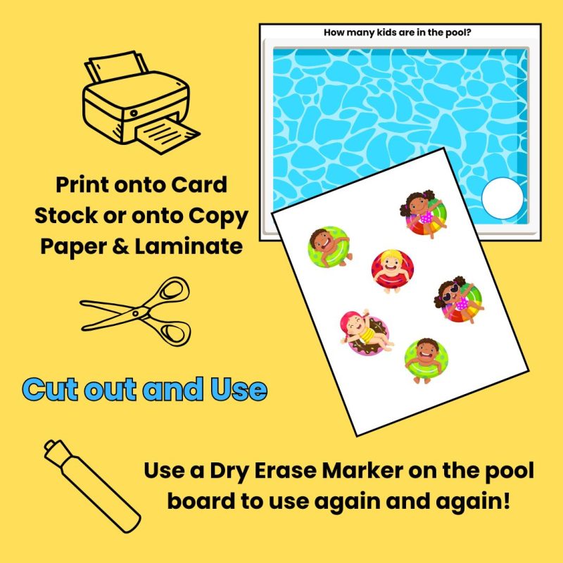 Kindergarten Summer Pool Activity Preschool Math Counting 1-12 - Image 4