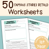 50 Famous Stories Retold Workbook Narration Prompts Copy Work Worksheets