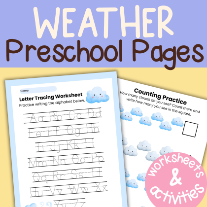 W is for Wind Preschool Kindergarten Activity Sheet Bundle Weather Unit
