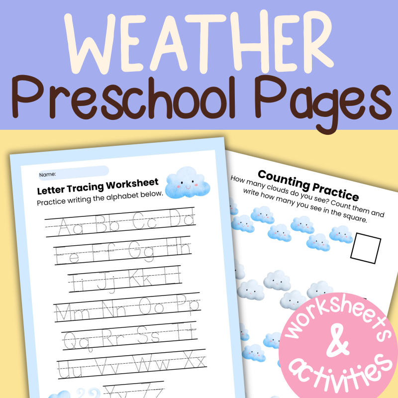 W is for Wind Preschool Kindergarten Activity Sheet Bundle Weather Unit