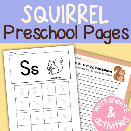 S is for Squirrel Preschool Activity Bundle Backyard Nature