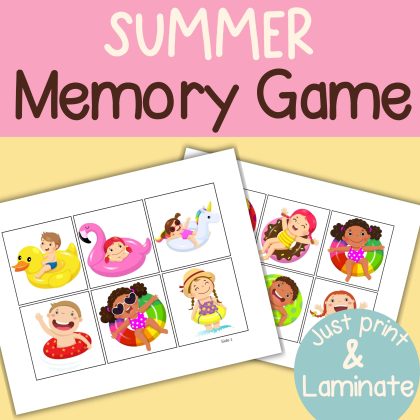 Summer Kids Memory Game Matching Cards