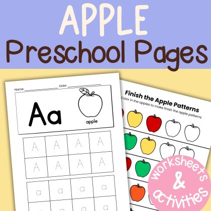 A is for Apple Preschool Learning Bundle Worksheets and Activity Sheets