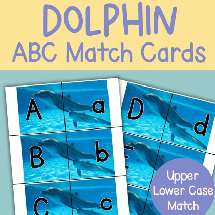 Dolphin Alphabet Matching Game Upper and Lower Case Letter Cards