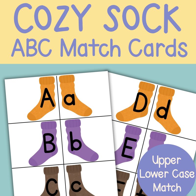 Autumn Cozy Sock Alphabet Match Cards ABC Matching Game Fall Theme Socks Preschool Kindergarten