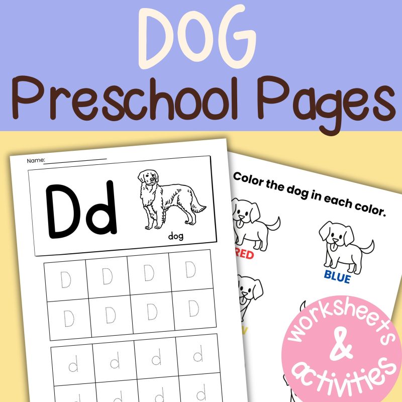 D is for Dog Preschool Activity Pack Kindergarten Dog theme Worksheets Letter D Week Lesson Plan
