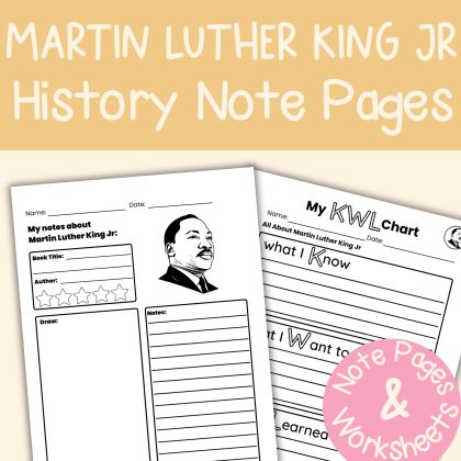 Martin Luther King Jr Student Note Pages & Worksheet Black History