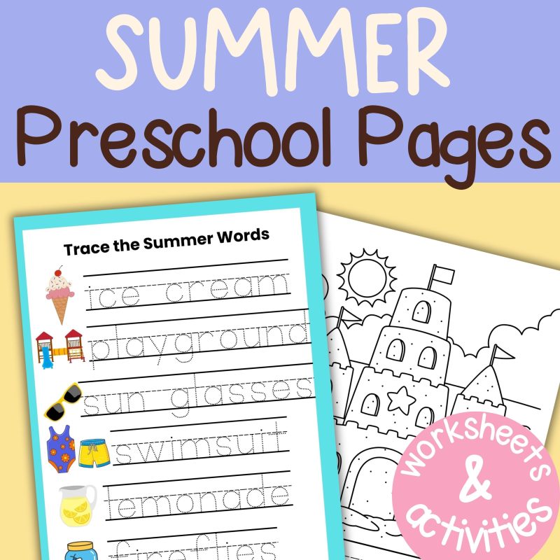 Summer Preschool Activity Sheets Bundle Pre k Kindergarten Worksheets Summer Theme Bucket List