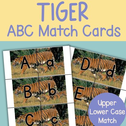 Tiger Alphabet Match Game Upper and Lower Case Letter Cards
