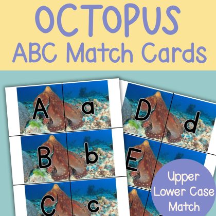 Octopus Alphabet Match Game Upper and Lower Case Letter Cards